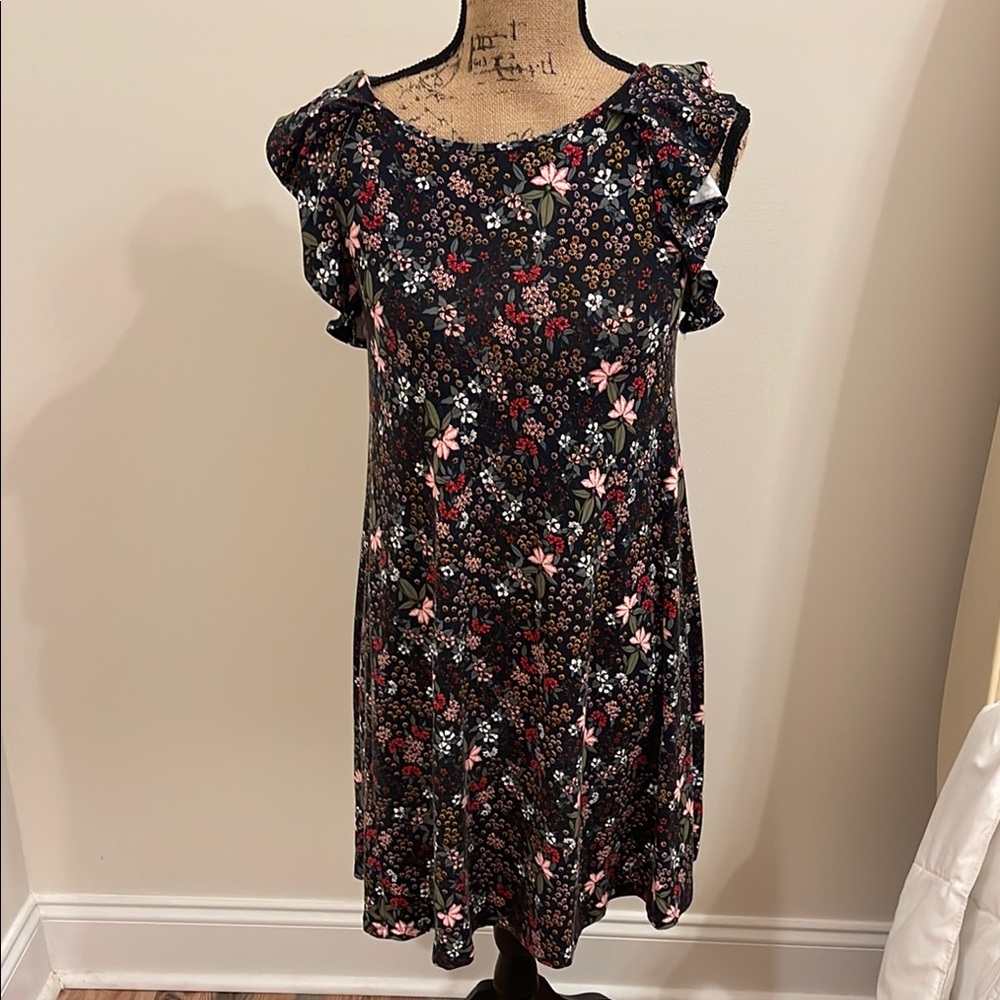 LOFT Floral Ruffle Sleeve Dress, EUC, Size XS